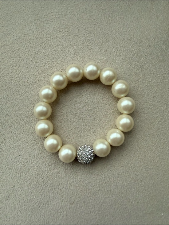Other - Stella & Dot kids Pearl Stretch Bracelet with Pave Crystal Accent - Ivory